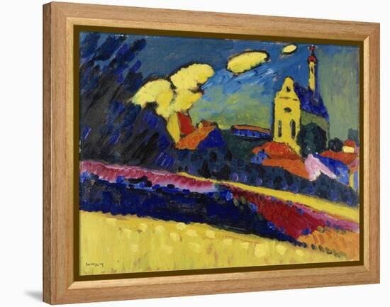 Study for Murnau, Landscape with Church, 1909 (Oil on Board)-Wassily Kandinsky-Framed Premier Image Canvas