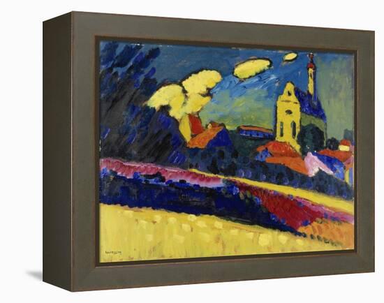 Study for Murnau, Landscape with Church, 1909 (Oil on Board)-Wassily Kandinsky-Framed Premier Image Canvas