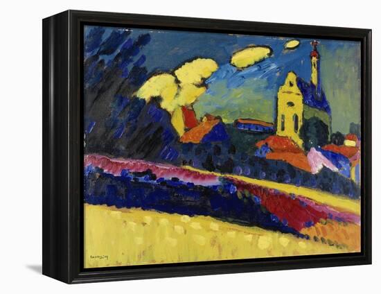 Study for Murnau, Landscape with Church, 1909 (Oil on Board)-Wassily Kandinsky-Framed Premier Image Canvas