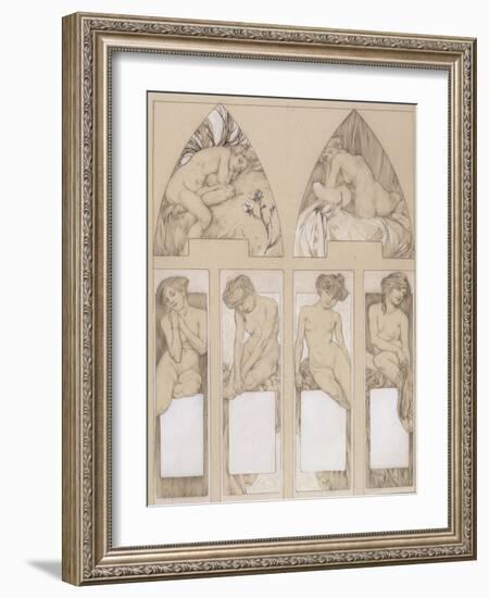 Study for Plate 22 from 'Figures Decoratives', 1905-Alphonse Mucha-Framed Giclee Print