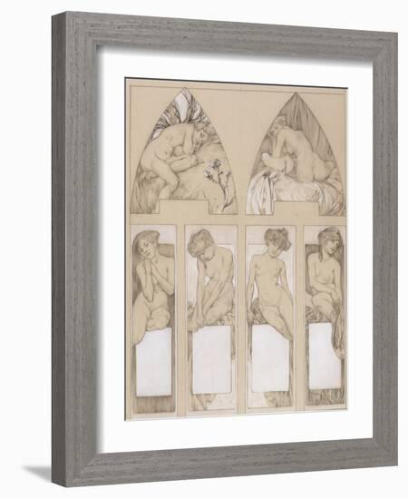 Study for Plate 22 from 'Figures Decoratives', 1905-Alphonse Mucha-Framed Giclee Print