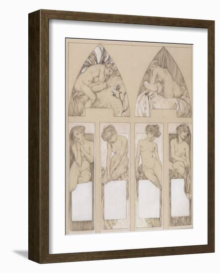 Study for Plate 22 from 'Figures Decoratives', 1905-Alphonse Mucha-Framed Giclee Print