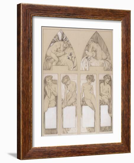 Study for Plate 22 from 'Figures Decoratives', 1905-Alphonse Mucha-Framed Giclee Print