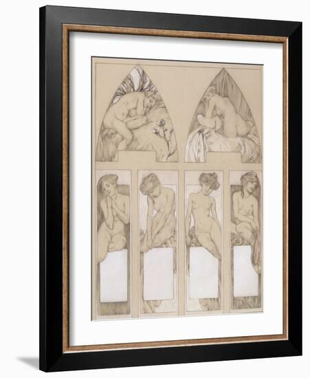 Study for Plate 22 from 'Figures Decoratives', 1905-Alphonse Mucha-Framed Giclee Print