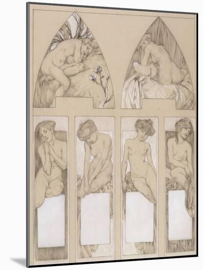 Study for Plate 22 from 'Figures Decoratives', 1905-Alphonse Mucha-Mounted Giclee Print