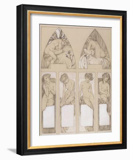 Study for Plate 22 from 'Figures Decoratives', 1905-Alphonse Mucha-Framed Giclee Print