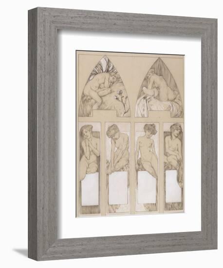 Study for Plate 22 from 'Figures Decoratives', 1905-Alphonse Mucha-Framed Giclee Print