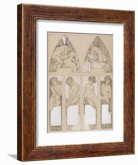 Study for Plate 22 from 'Figures Decoratives', 1905-Alphonse Mucha-Framed Giclee Print