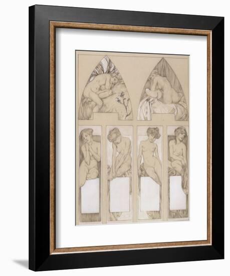 Study for Plate 22 from 'Figures Decoratives', 1905-Alphonse Mucha-Framed Giclee Print
