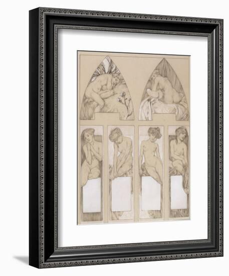 Study for Plate 22 from 'Figures Decoratives', 1905-Alphonse Mucha-Framed Giclee Print