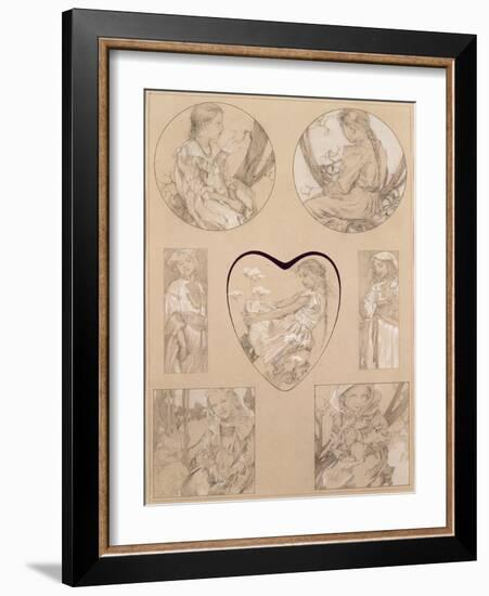 Study for Plate 28 from 'Documents Decoratifs', 1905-Alphonse Mucha-Framed Giclee Print