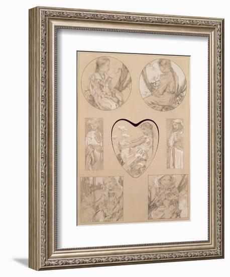 Study for Plate 28 from 'Documents Decoratifs', 1905-Alphonse Mucha-Framed Giclee Print