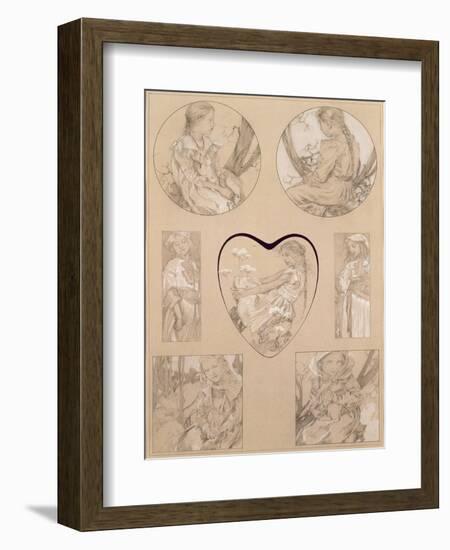 Study for Plate 28 from 'Documents Decoratifs', 1905-Alphonse Mucha-Framed Giclee Print