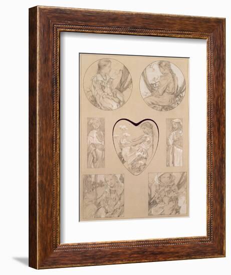 Study for Plate 28 from 'Documents Decoratifs', 1905-Alphonse Mucha-Framed Giclee Print