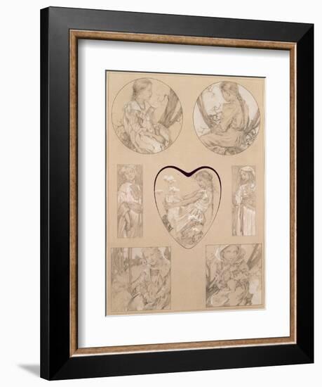 Study for Plate 28 from 'Documents Decoratifs', 1905-Alphonse Mucha-Framed Giclee Print