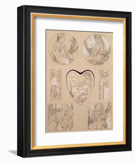 Study for Plate 28 from 'Documents Decoratifs', 1905-Alphonse Mucha-Framed Giclee Print