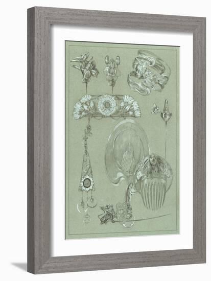 Study for Plate 50 from 'Documents Decoratifs', 1902-Alphonse Mucha-Framed Giclee Print