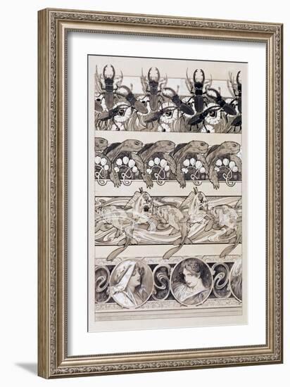 Study for Plate 60 of 'Documents Decoratifs', 1902-Alphonse Mucha-Framed Giclee Print