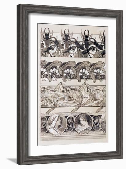 Study for Plate 60 of 'Documents Decoratifs', 1902-Alphonse Mucha-Framed Giclee Print