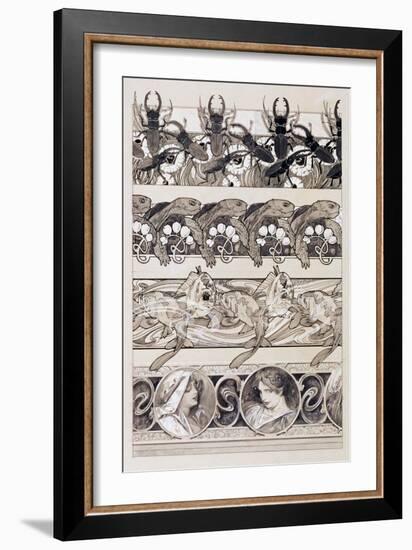 Study for Plate 60 of 'Documents Decoratifs', 1902-Alphonse Mucha-Framed Giclee Print