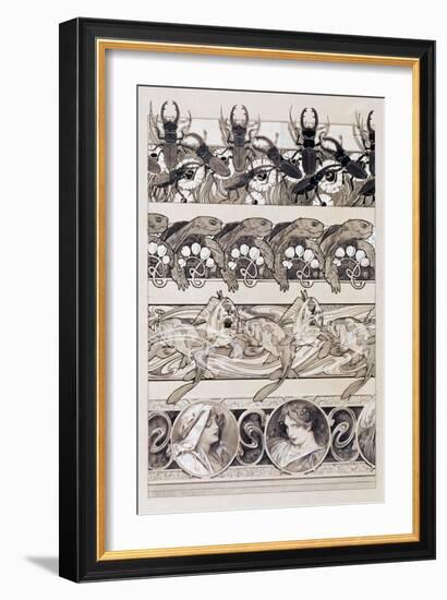 Study for Plate 60 of 'Documents Decoratifs', 1902-Alphonse Mucha-Framed Giclee Print