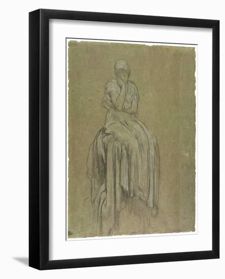 Study for Solitude, C.1890 (Chalk on Paper)-Frederick Leighton-Framed Giclee Print