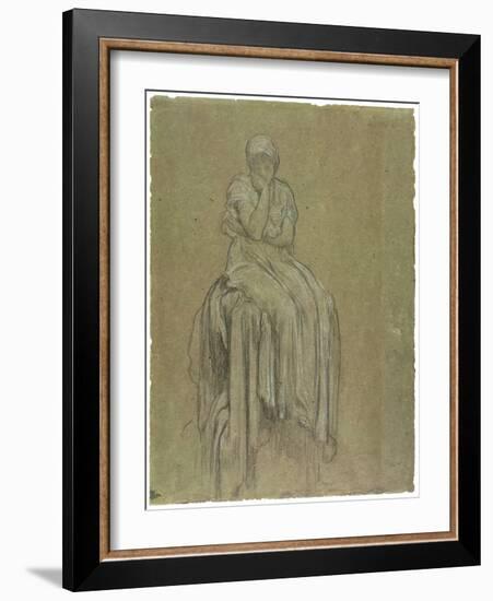 Study for Solitude, C.1890 (Chalk on Paper)-Frederick Leighton-Framed Giclee Print