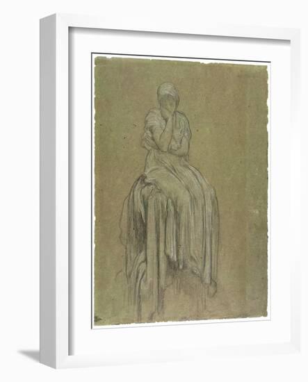 Study for Solitude, C.1890 (Chalk on Paper)-Frederick Leighton-Framed Giclee Print