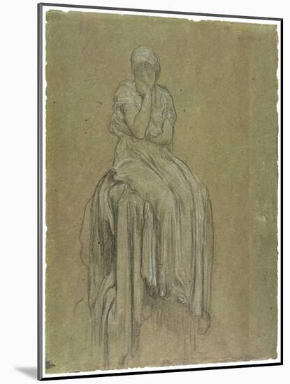 Study for Solitude, C.1890 (Chalk on Paper)-Frederick Leighton-Mounted Giclee Print