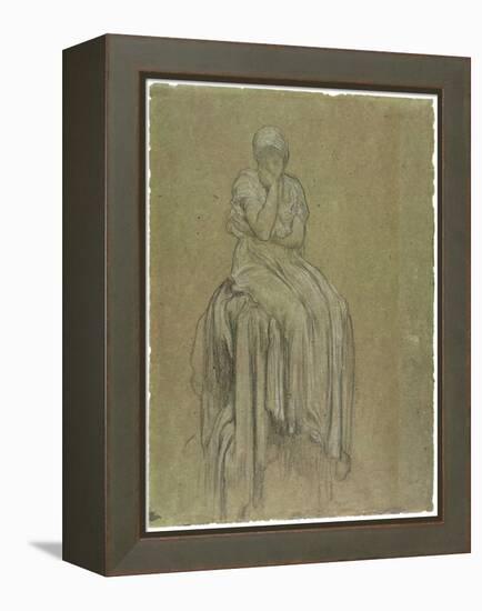 Study for Solitude, C.1890 (Chalk on Paper)-Frederick Leighton-Framed Premier Image Canvas