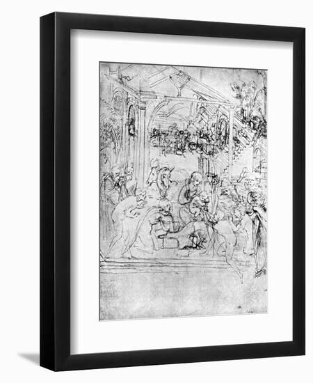 Study for the Adoration of the Magi, 15th Century-Leonardo da Vinci-Framed Giclee Print