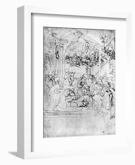 Study for the Adoration of the Magi, 15th Century-Leonardo da Vinci-Framed Giclee Print