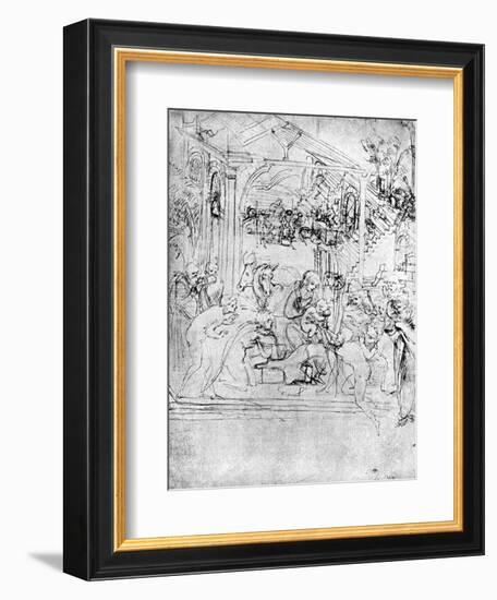 Study for the Adoration of the Magi, 15th Century-Leonardo da Vinci-Framed Giclee Print