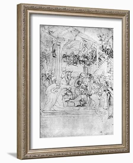 Study for the Adoration of the Magi, 15th Century-Leonardo da Vinci-Framed Giclee Print