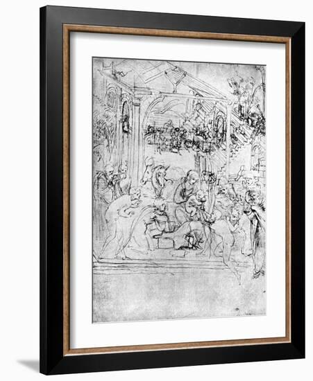 Study for the Adoration of the Magi, 15th Century-Leonardo da Vinci-Framed Giclee Print