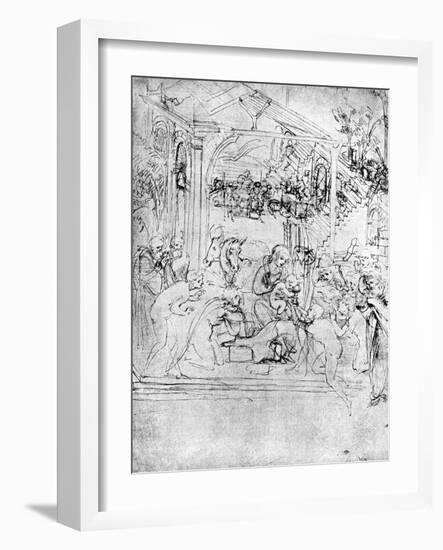 Study for the Adoration of the Magi, 15th Century-Leonardo da Vinci-Framed Giclee Print