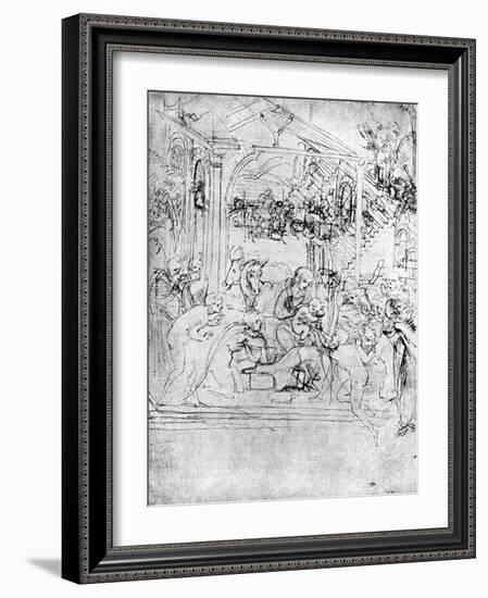 Study for the Adoration of the Magi, 15th Century-Leonardo da Vinci-Framed Giclee Print