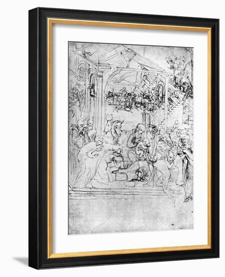 Study for the Adoration of the Magi, 15th Century-Leonardo da Vinci-Framed Giclee Print