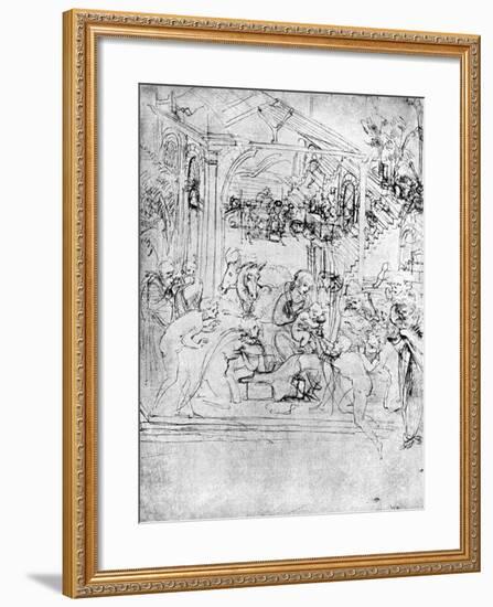 Study for the Adoration of the Magi, 15th Century-Leonardo da Vinci-Framed Giclee Print