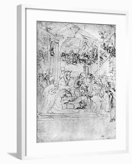 Study for the Adoration of the Magi, 15th Century-Leonardo da Vinci-Framed Giclee Print