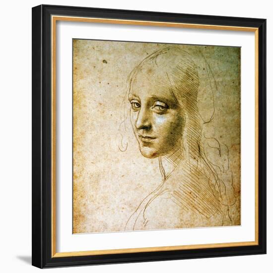 Study for the Angel of the Virgin of the Rocks-Leonardo da Vinci-Framed Premium Giclee Print