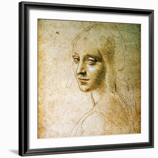 Study for the Angel of the Virgin of the Rocks-Leonardo da Vinci-Framed Giclee Print