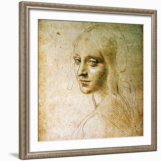 Study for the Angel of the Virgin of the Rocks-Leonardo da Vinci-Framed Giclee Print