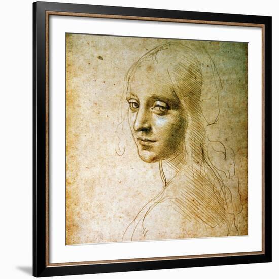 Study for the Angel of the Virgin of the Rocks-Leonardo da Vinci-Framed Giclee Print