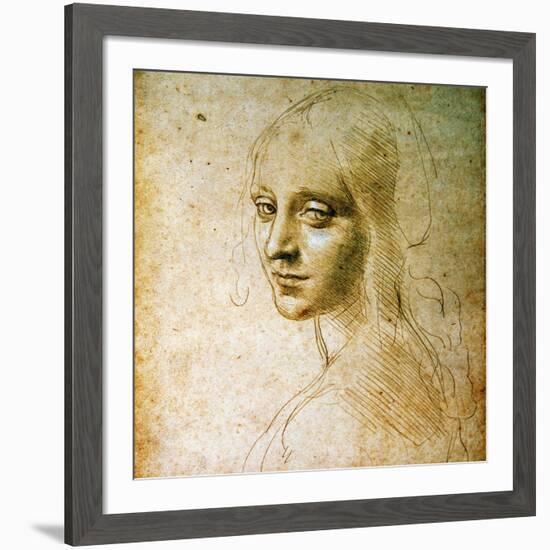 Study for the Angel of the Virgin of the Rocks-Leonardo da Vinci-Framed Giclee Print