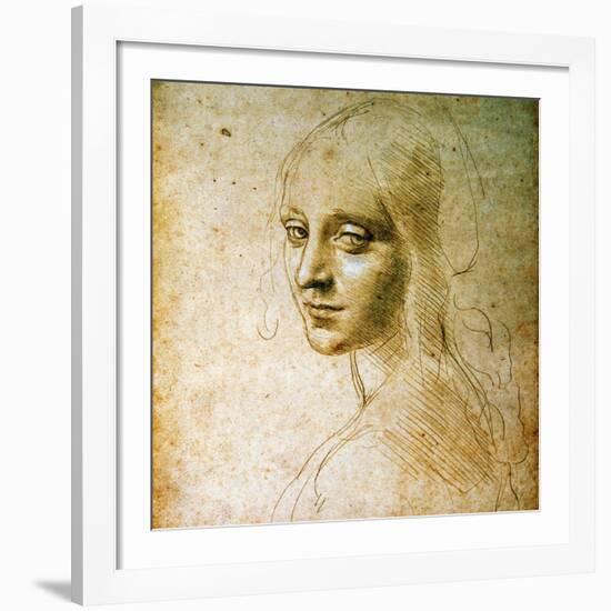 Study for the Angel of the Virgin of the Rocks-Leonardo da Vinci-Framed Giclee Print