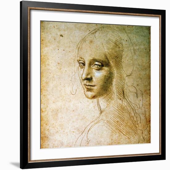 Study for the Angel of the Virgin of the Rocks-Leonardo da Vinci-Framed Giclee Print