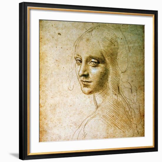 Study for the Angel of the Virgin of the Rocks-Leonardo da Vinci-Framed Giclee Print