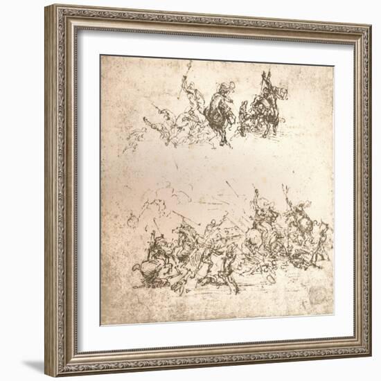 Study for the cartoon of the Battle of Anghiari, c1472-c1505 (1883)-Leonardo Da Vinci-Framed Giclee Print