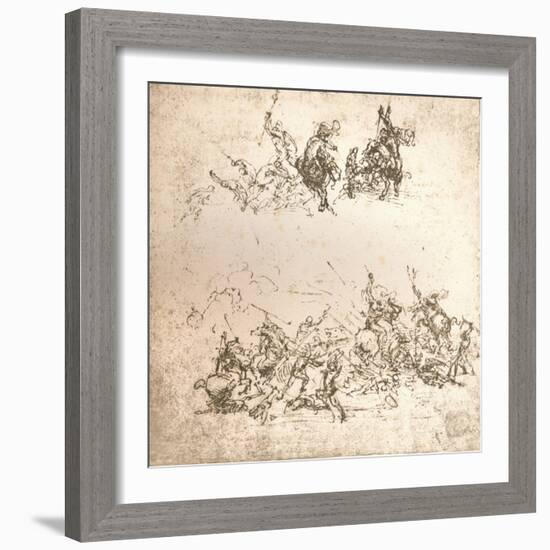 Study for the cartoon of the Battle of Anghiari, c1472-c1505 (1883)-Leonardo Da Vinci-Framed Giclee Print